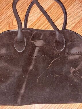 Chocolate Brown Suede Tote Handbag